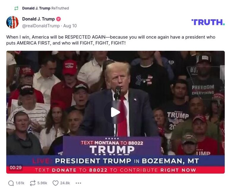 Post image from Donald Trump