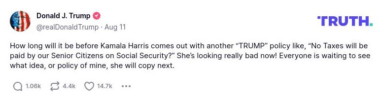 Post image from Donald Trump