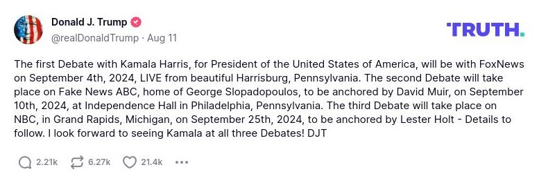 Post image from Donald Trump