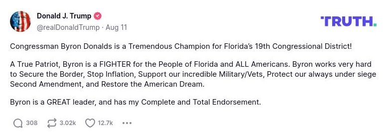 Post preview from Donald Trump