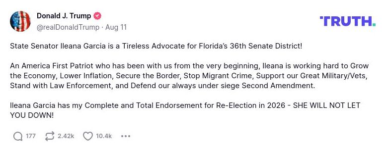 Post preview from Donald Trump