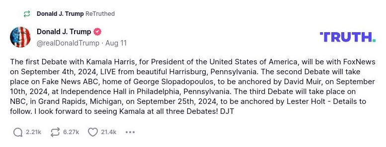 Post image from Donald Trump