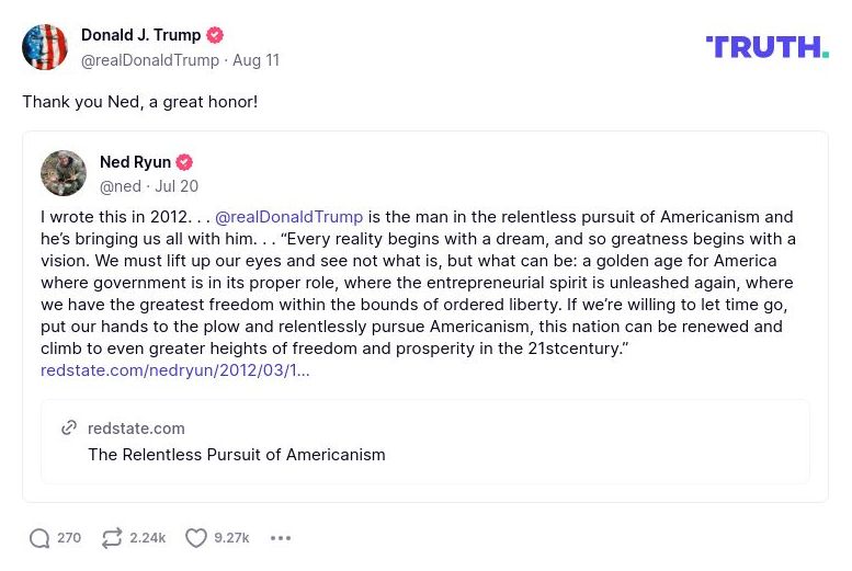 Post image from Donald Trump