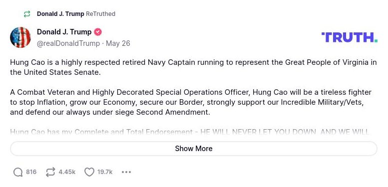 Post preview from Donald Trump