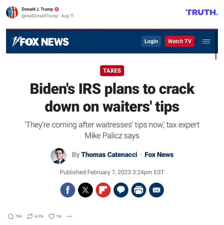 Post image from Donald Trump