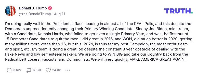 Post preview from Donald Trump