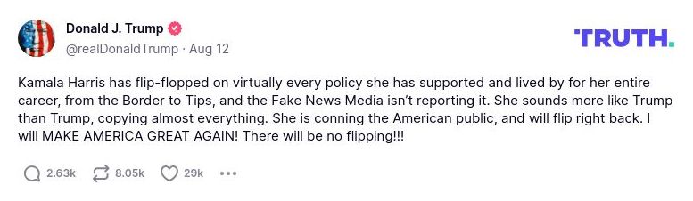 Post image from Donald Trump