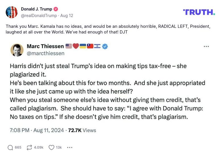 Post image from Donald Trump