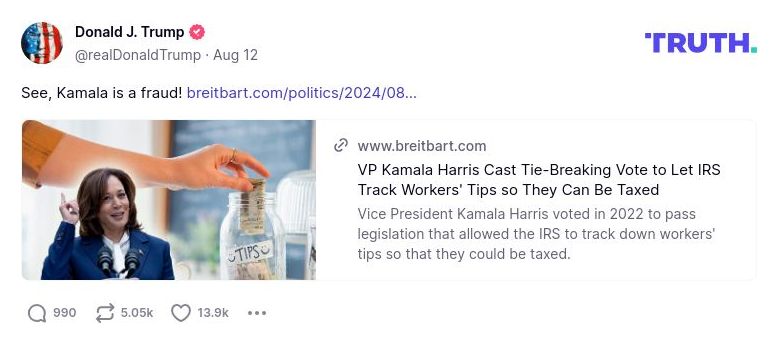 Post image from Donald Trump