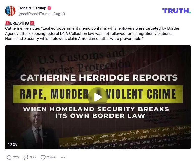 Post preview from Donald Trump