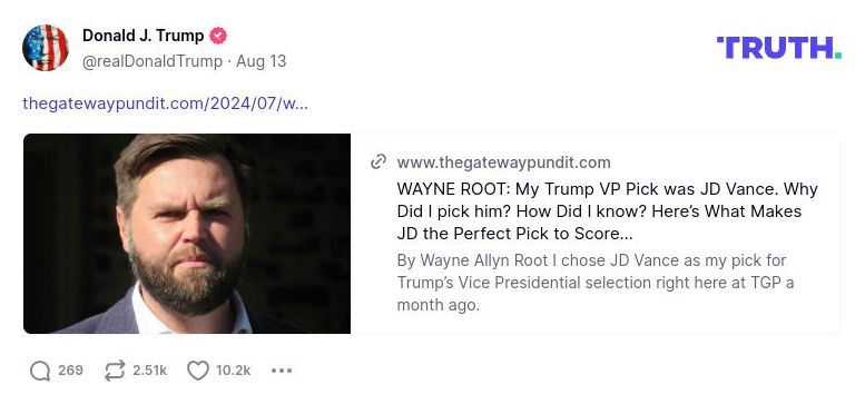 Post image from Donald Trump