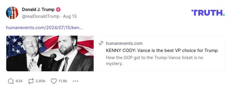 Post image from Donald Trump