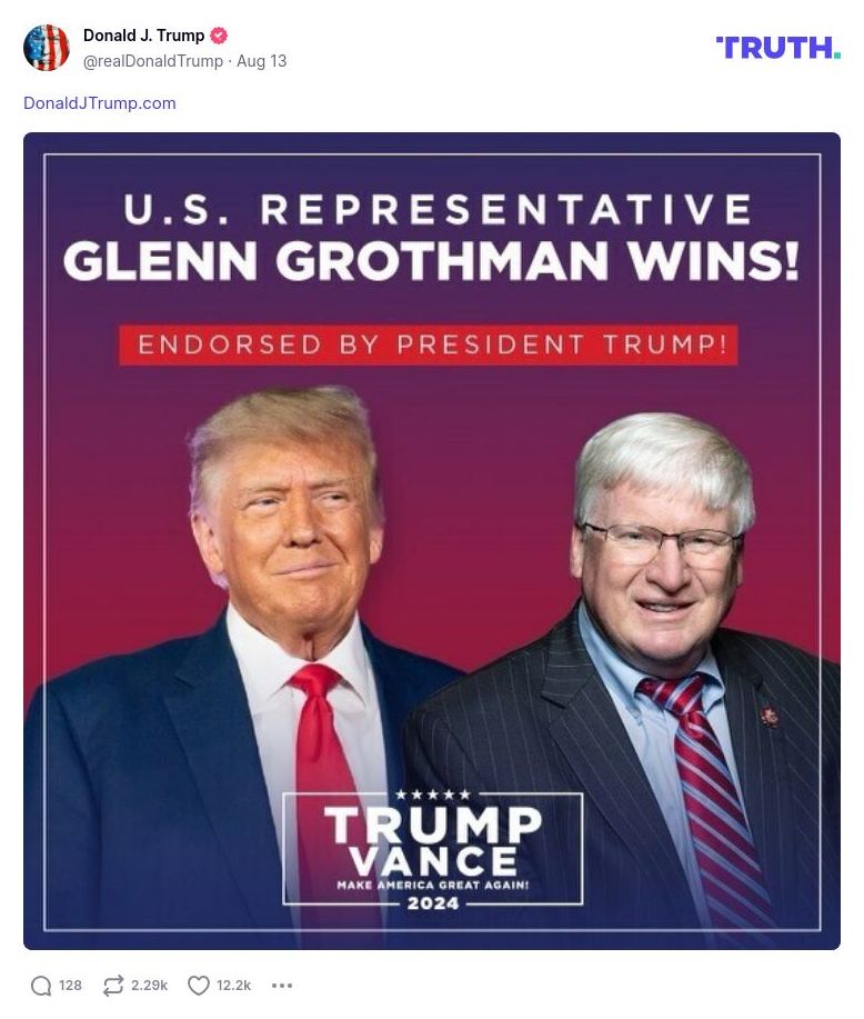 Post image from Donald Trump