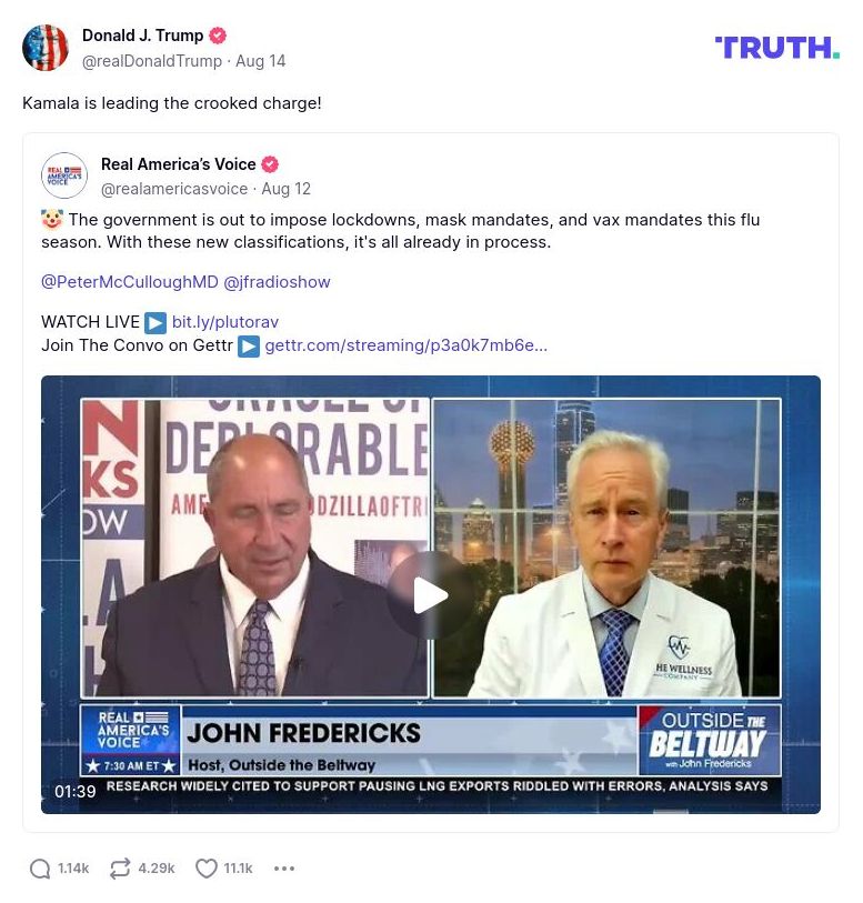 Post image from Donald Trump