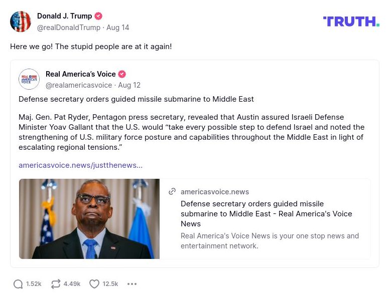 Post image from Donald Trump