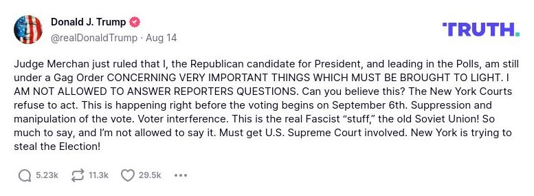 Post image from Donald Trump