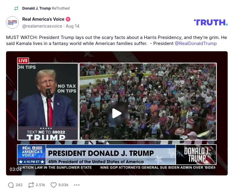 Post image from Donald Trump