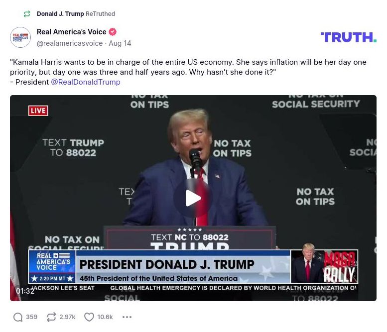 Post preview from Donald Trump