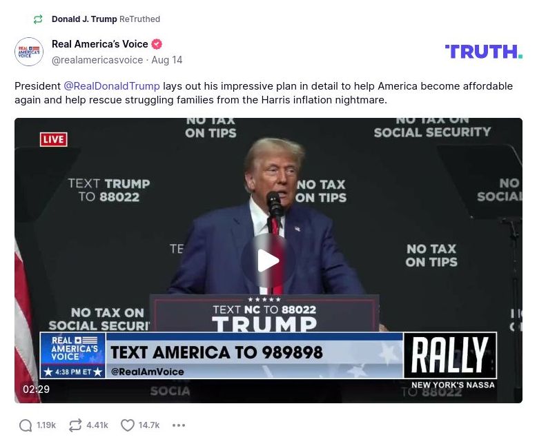 Post preview from Donald Trump