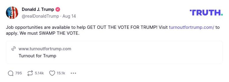 Post image from Donald Trump