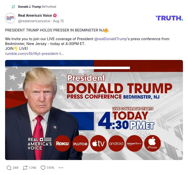 Post image from Donald Trump