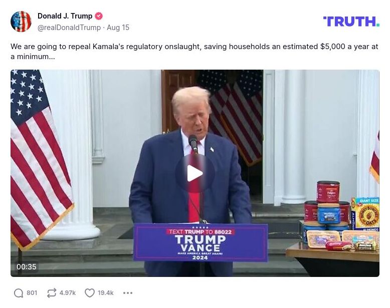 Post image from Donald Trump