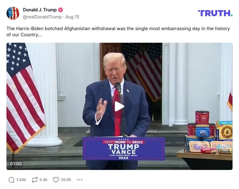 Post preview from Donald Trump