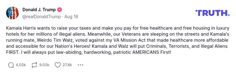 Post image from Donald Trump