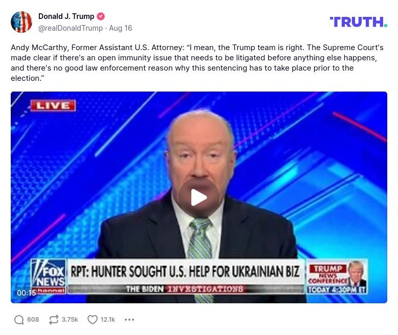 Post image from Donald Trump