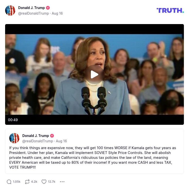 Post image from Donald Trump