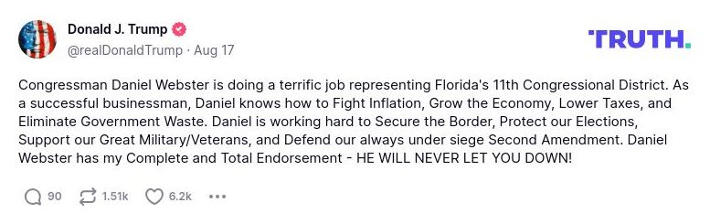 Post preview from Donald Trump