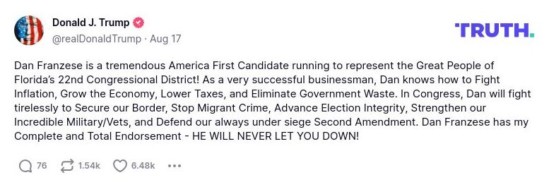 Post preview from Donald Trump