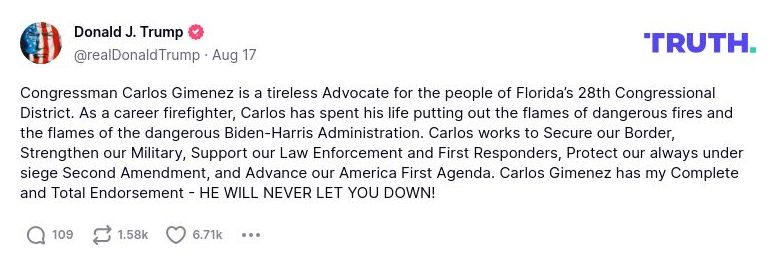 Post preview from Donald Trump