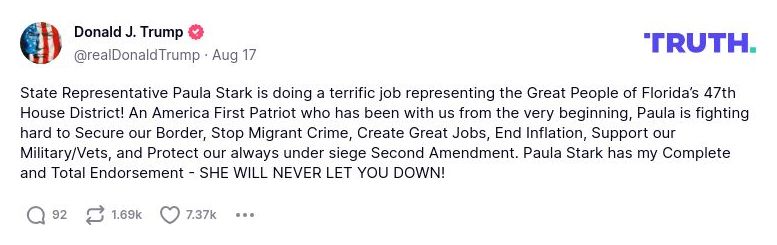 Post preview from Donald Trump