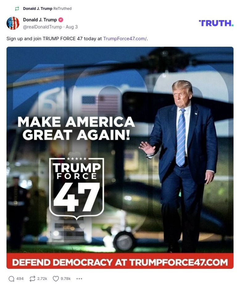 Post image from Donald Trump