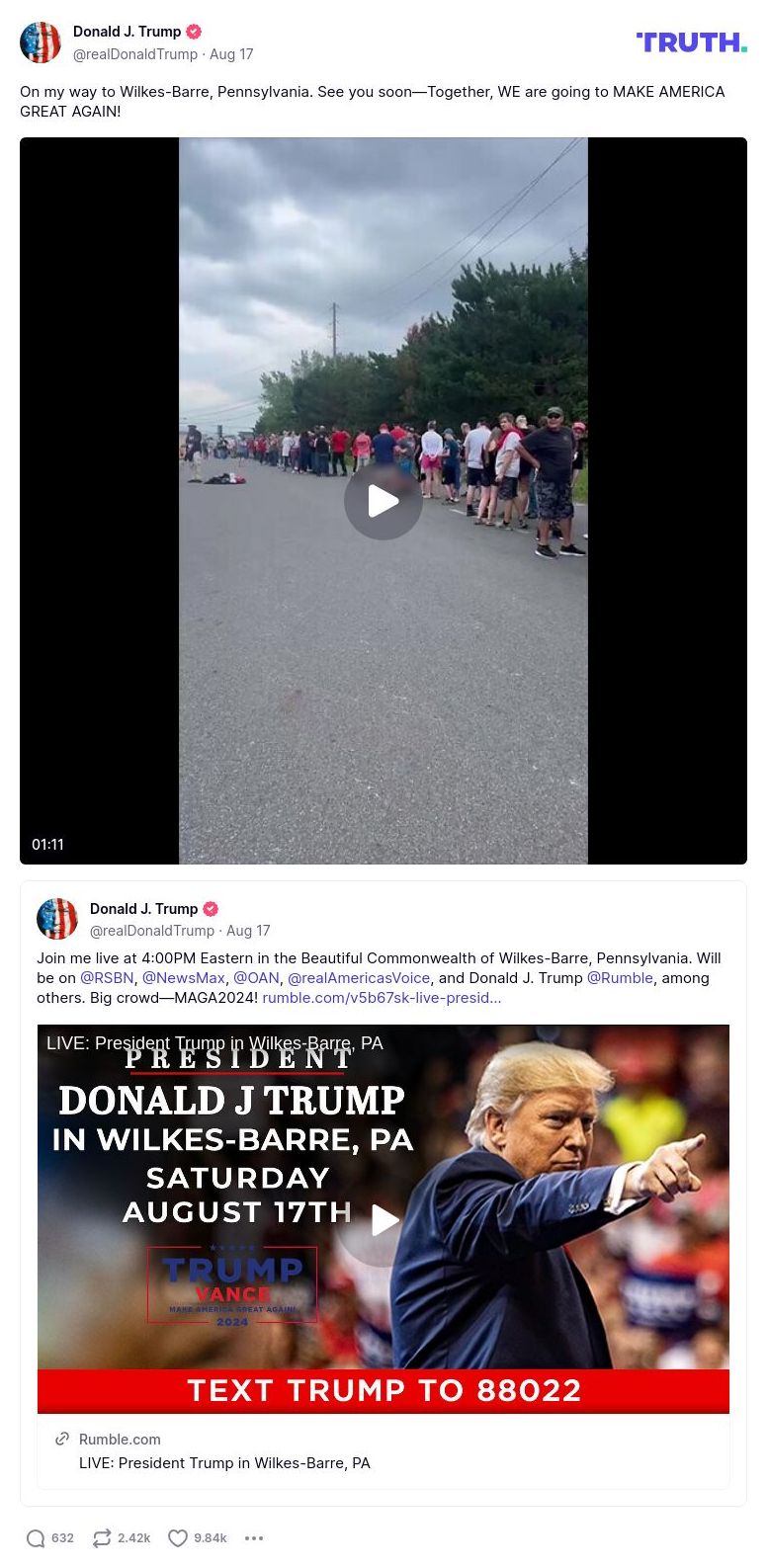 Post image from Donald Trump