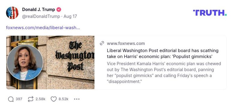 Post image from Donald Trump