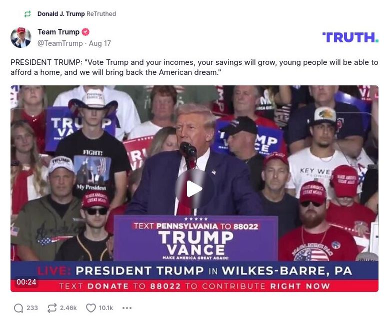 Post image from Donald Trump