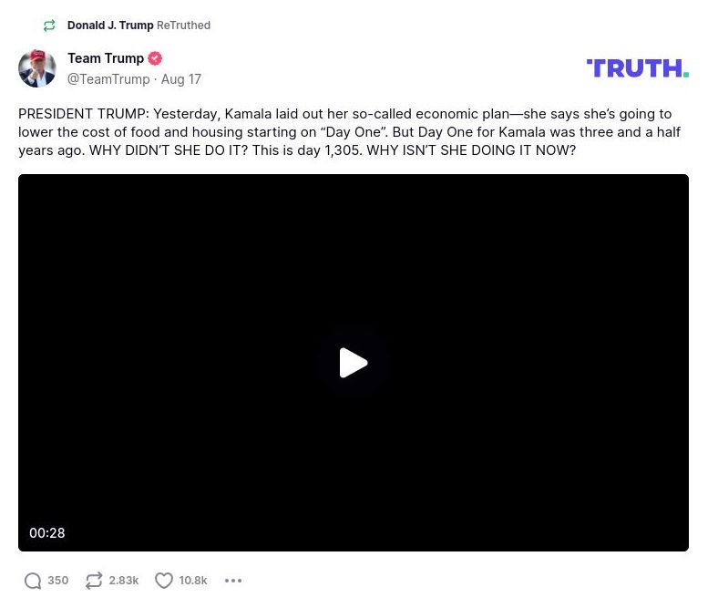 Post image from Donald Trump