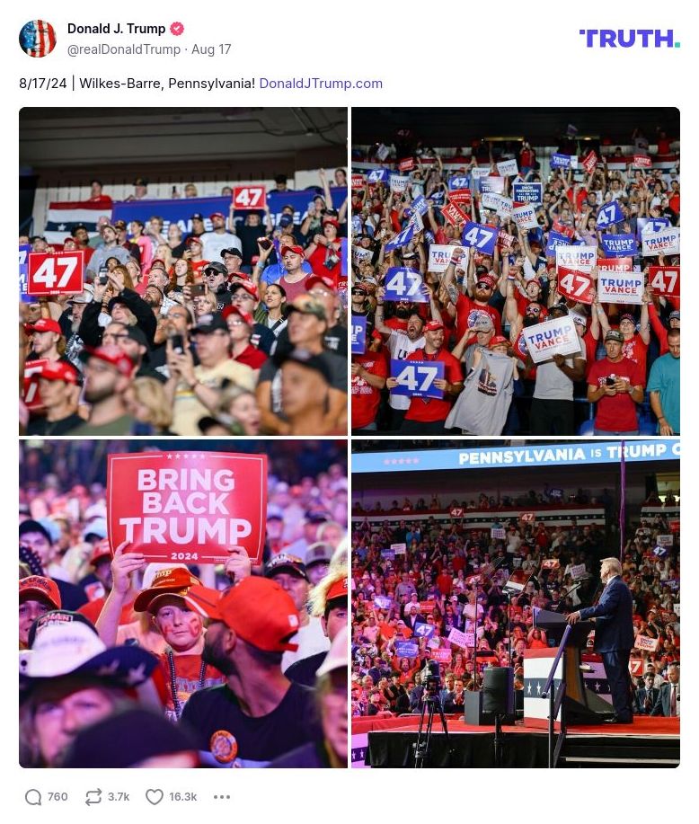 Post image from Donald Trump