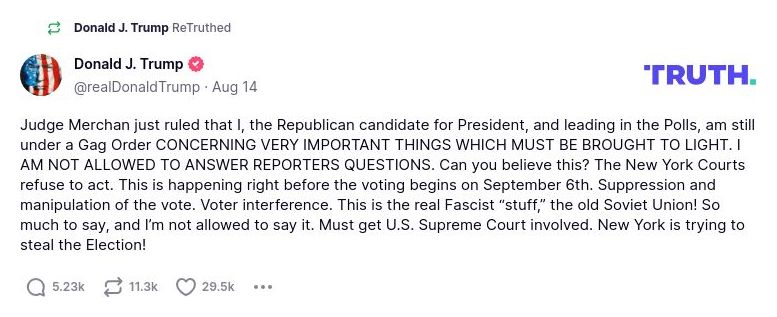 Post image from Donald Trump