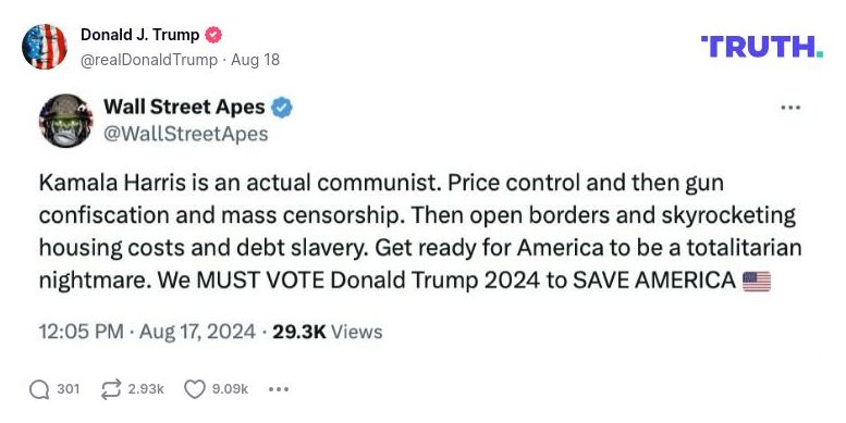 Post image from Donald Trump