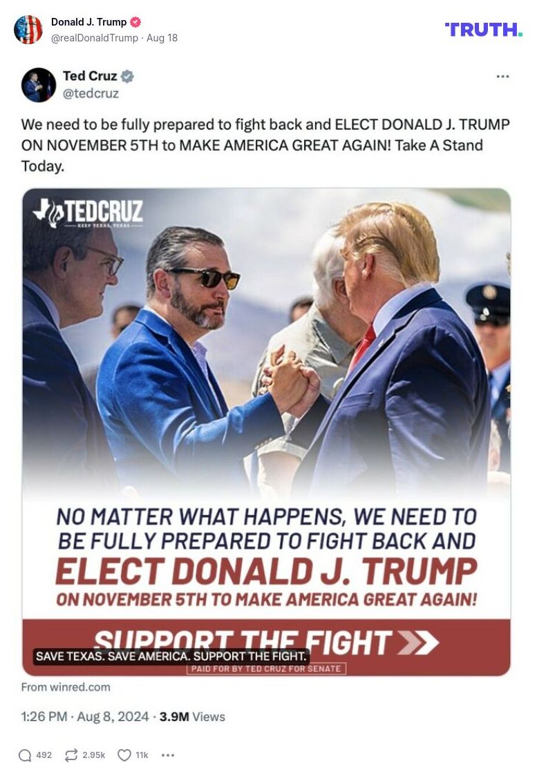 Post image from Donald Trump