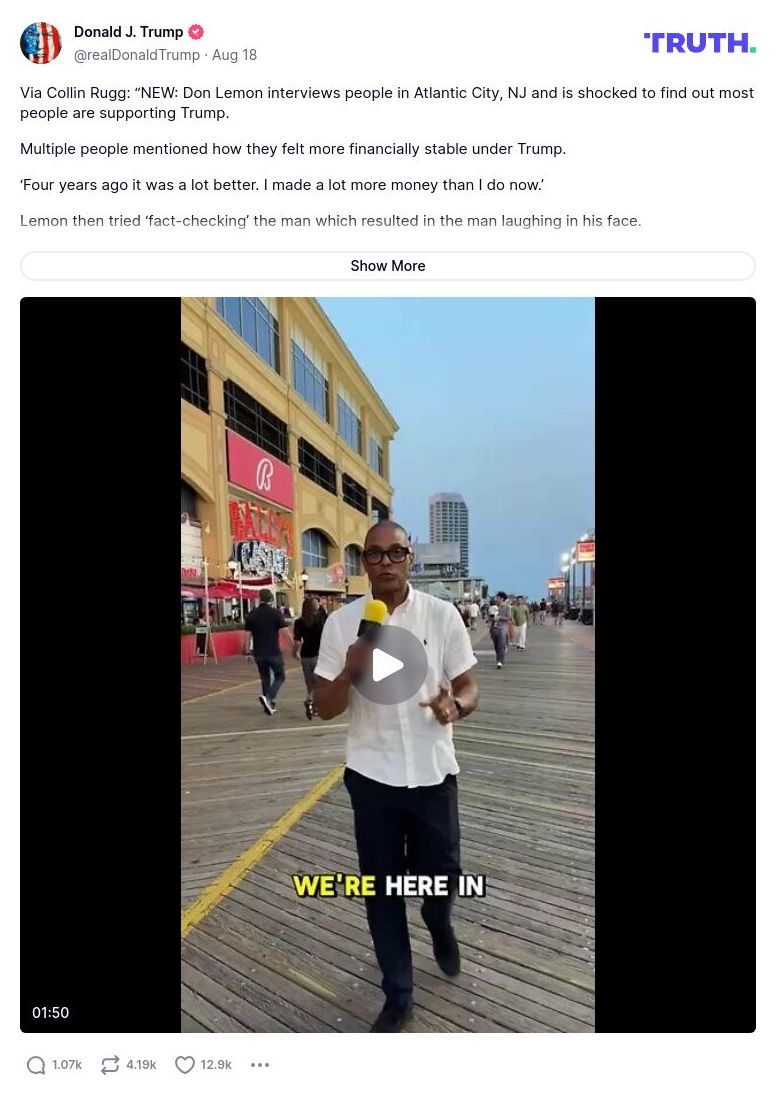 Post image from Donald Trump