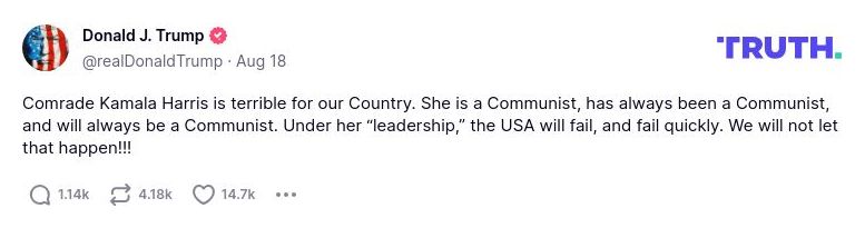 Post image from Donald Trump