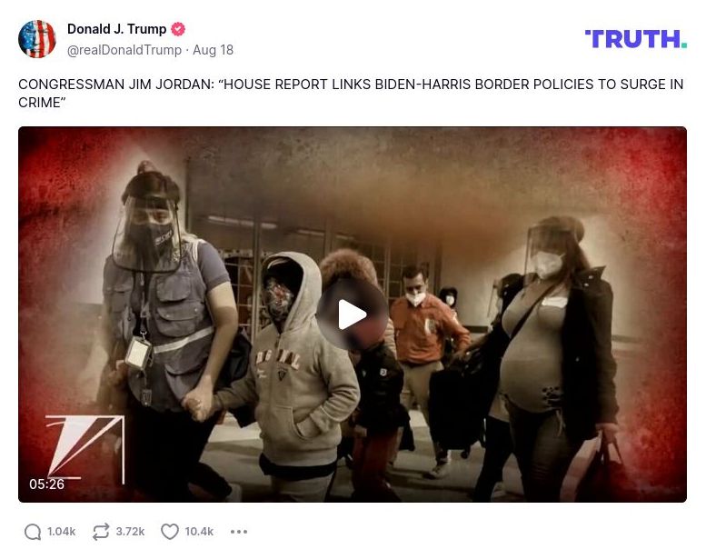 Post preview from Donald Trump