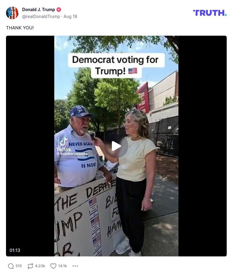 Post image from Donald Trump