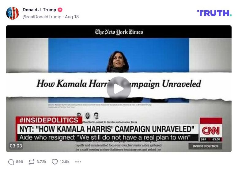 Post image from Donald Trump