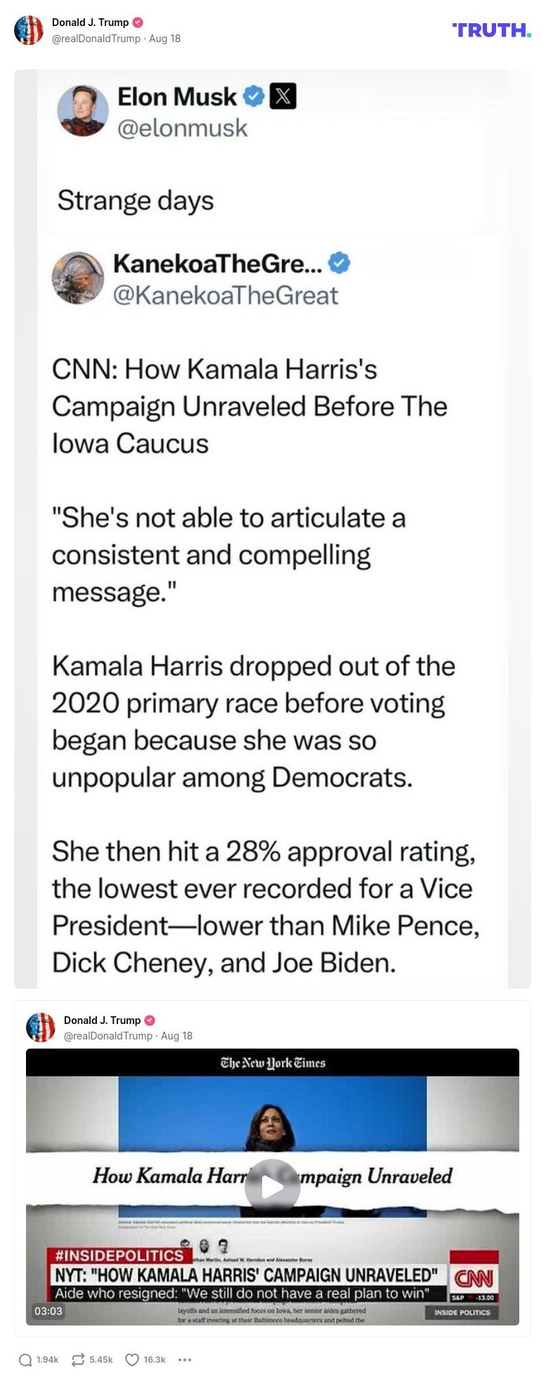 Post image from Donald Trump