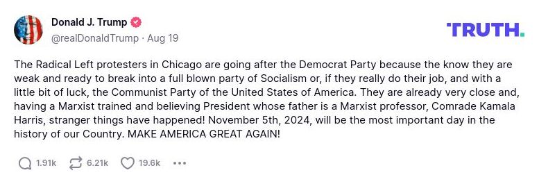 Post image from Donald Trump